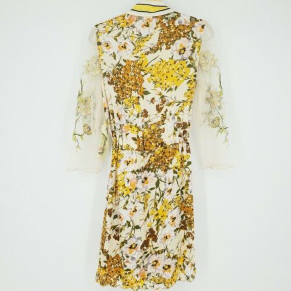 NWT Anthropologie Aratta Yellow Kimono Sheer Floral Size L Silent Journey - Picture 6 of 7